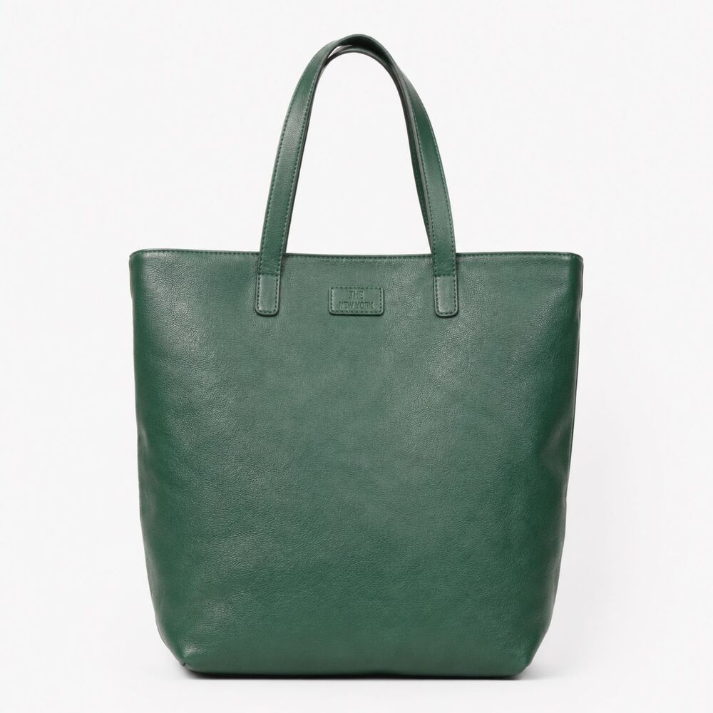 JM Joy Mangano New York Green Leather Tote Bag Shoulder Purse Work Travel Large